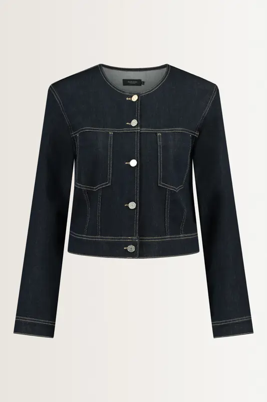 Denim jasje met decoratief gespje