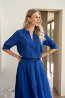 Pofmouwblouse met plooien
