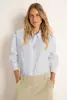 Poplin blouse met zilverkleurige drukknoopjes