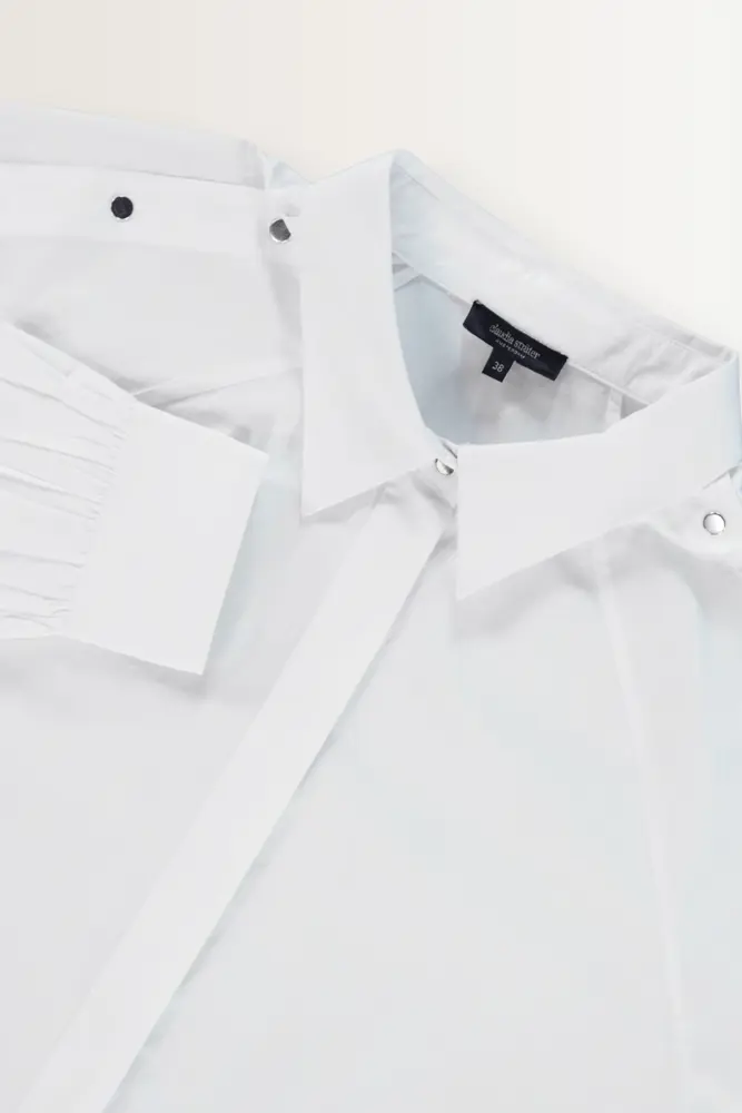 Poplin blouse met zilverkleurige drukknoopjes