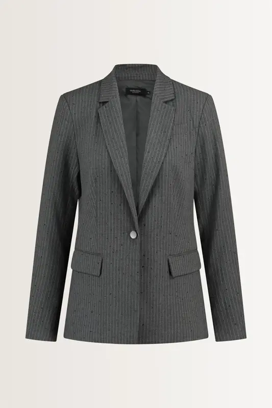 Krijtstreepblazer met steentjes