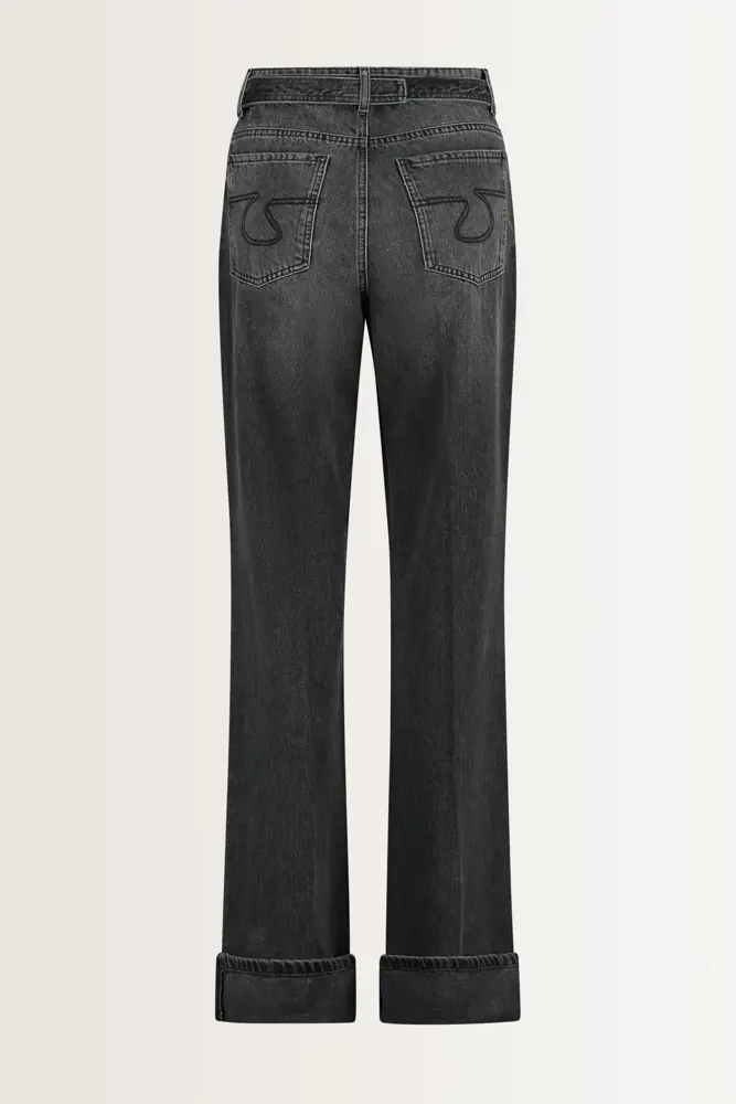 Losvallende jeans met denim riem