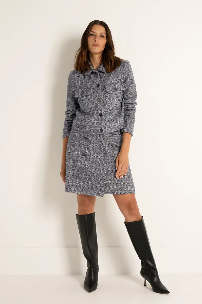 Geruite rok in bouclé