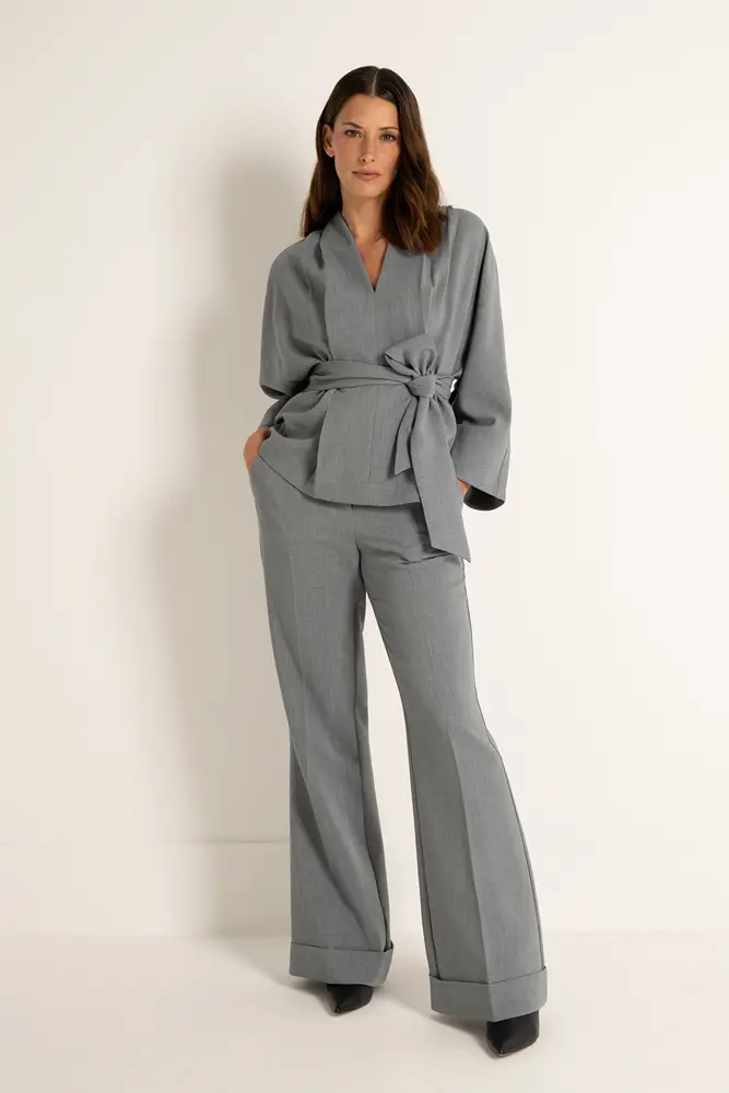 Flared pantalon in melangestof