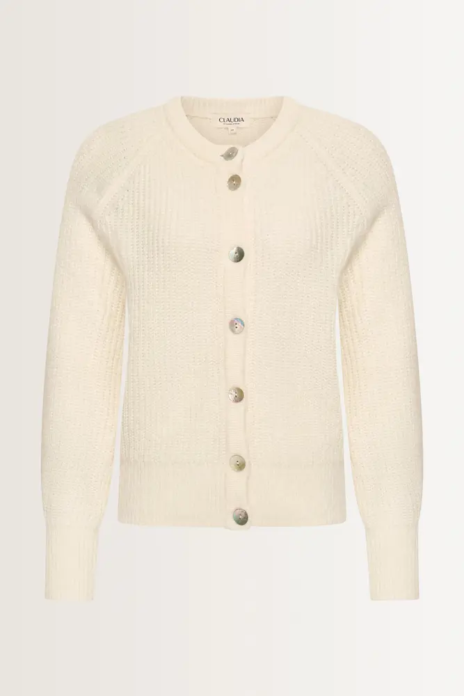 Gebreid vest met parelmoerknopen