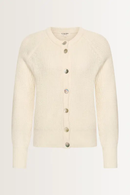 Gebreid vest met parelmoerknopen