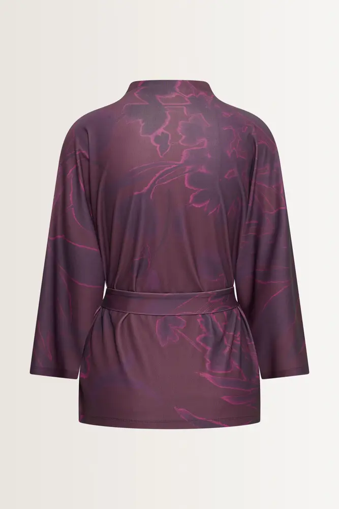 Kimono-blouse met aquarel bloemenprint