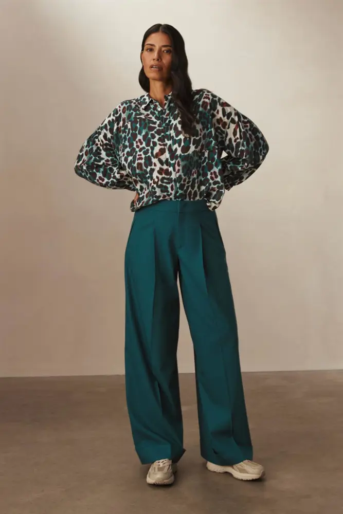 Wijde pantalon van wolmix