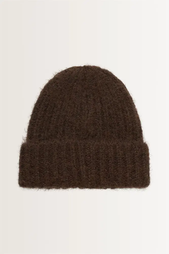Wolblend beanie met omslag