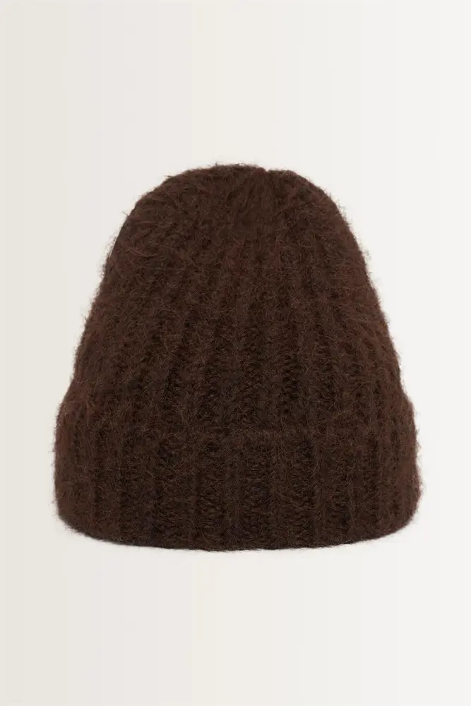 Wolblend beanie met omslag