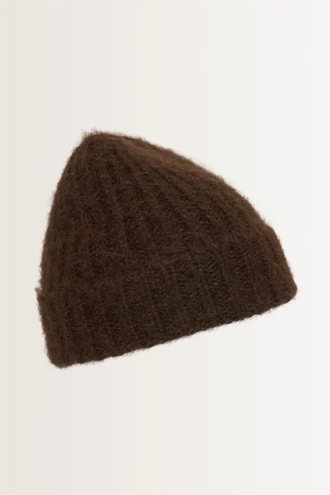 Wolblend beanie met omslag
