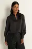 Satijnen blouse met ballonmouwen