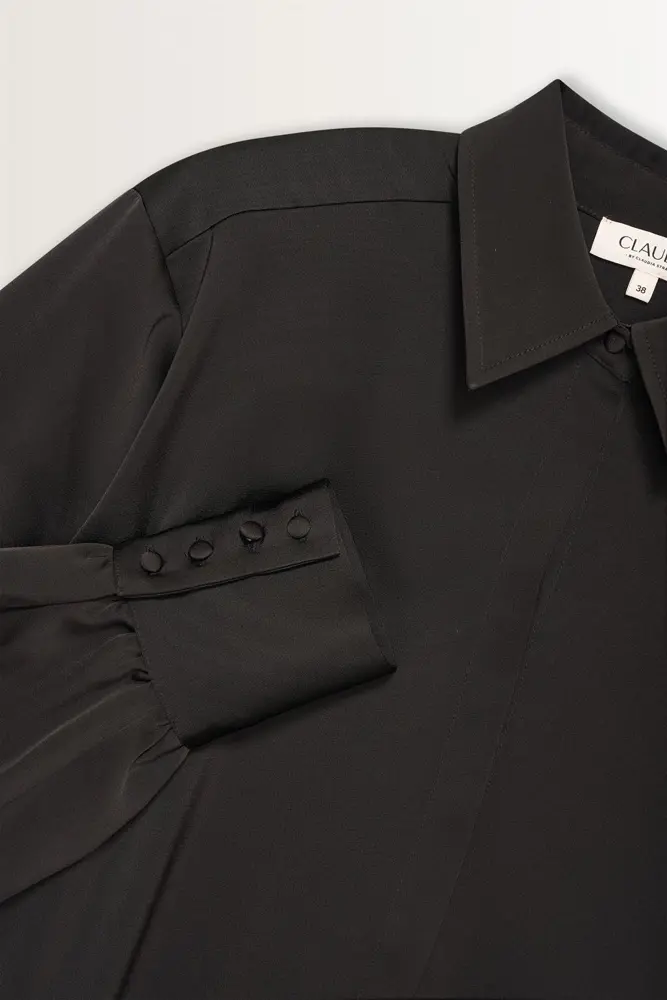 Satijnen blouse met ballonmouwen