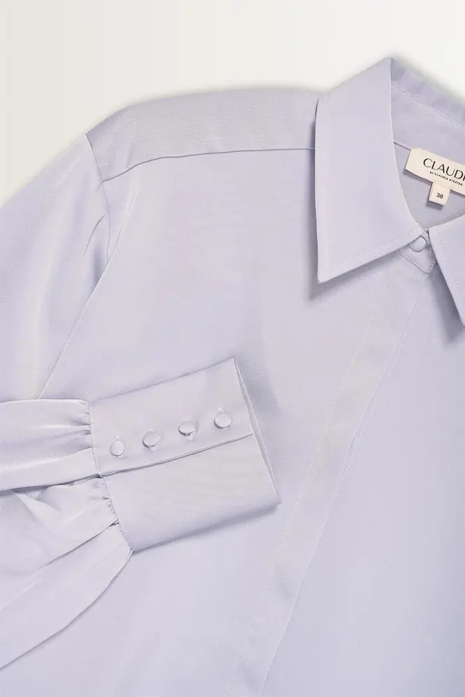 Satijnen blouse met ballonmouwen