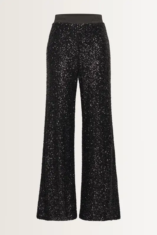 Wide leg paillettenbroek