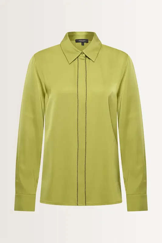 Satijnen blouse met sierbies