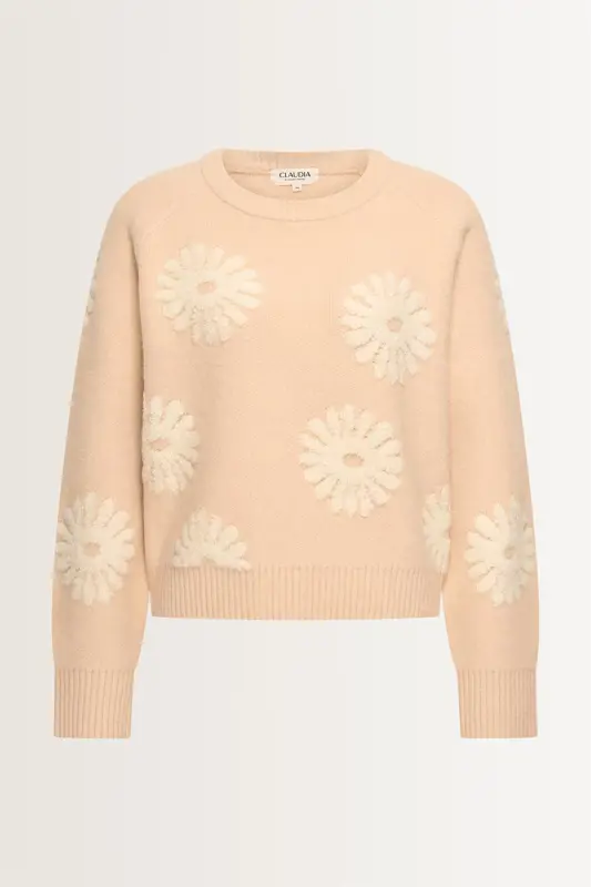 Trui met jacquard-bloemen