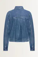 Denim blouse met plooidetail