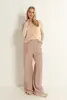 Wide leg pantalon buckle-riem