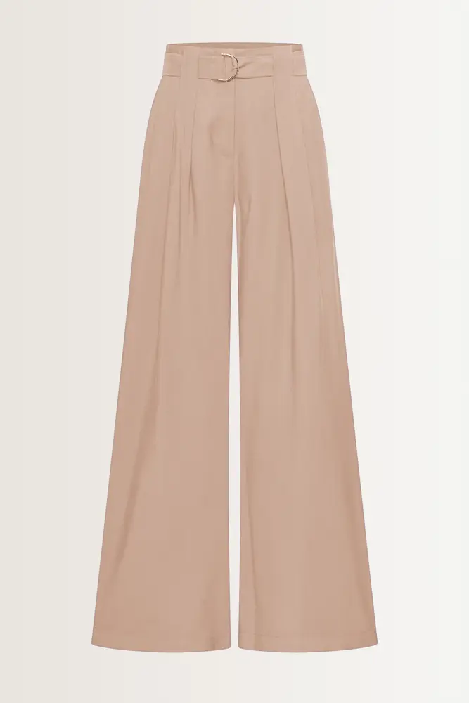 Wide leg pantalon buckle-riem