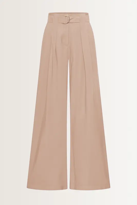 Wide leg pantalon buckle-riem