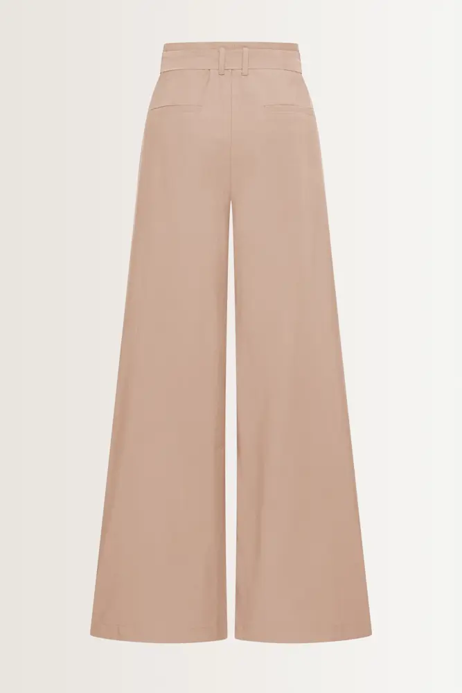 Wide leg pantalon buckle-riem