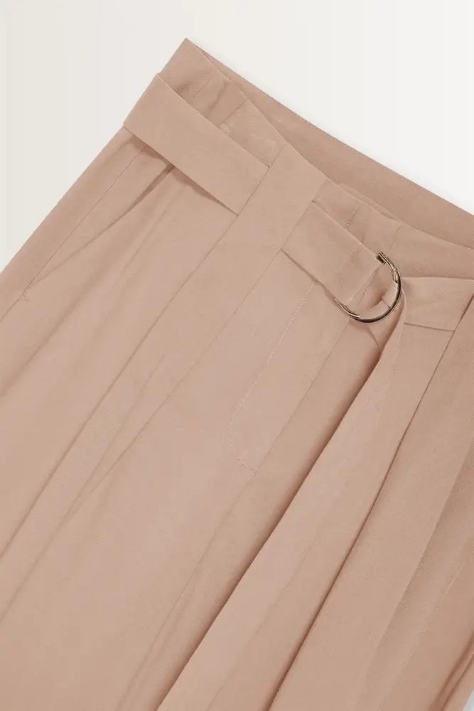 Wide leg pantalon buckle-riem