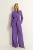 Wide leg pantalon buckle-riem