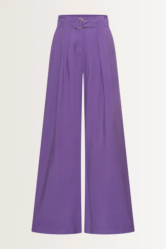 Wide leg pantalon buckle-riem