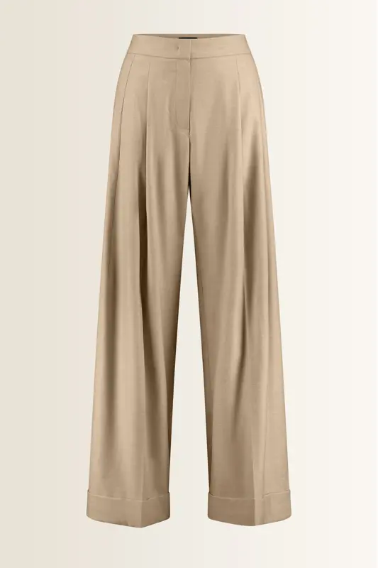 Wide leg pantalon met omgeslagen zoom