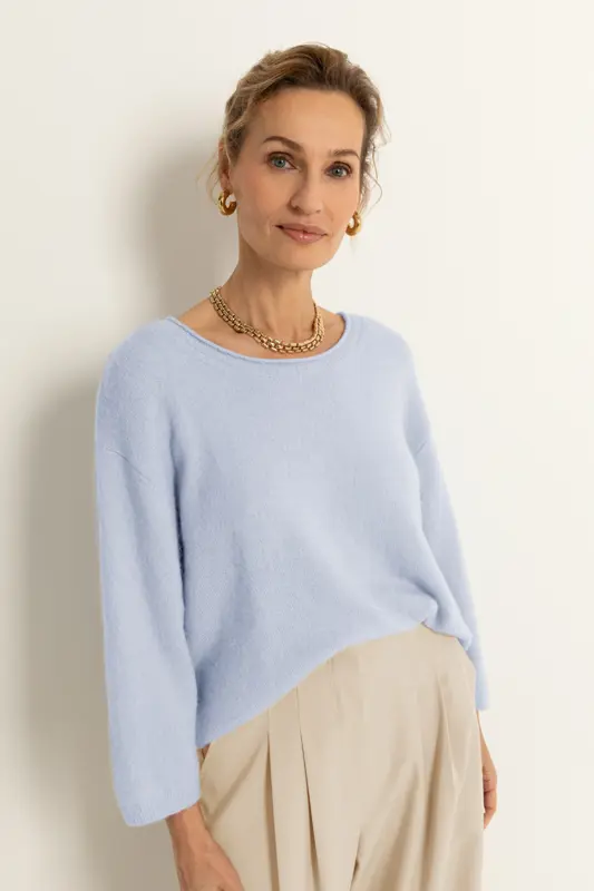Alpaca blend trui met 3/4-mouwen