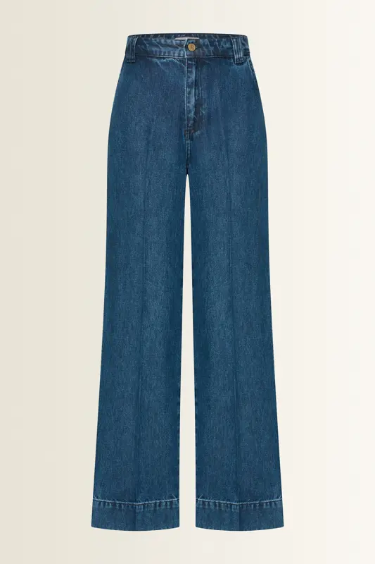 Denim broek wijde pijp