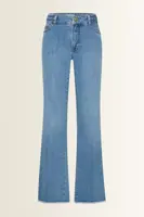 Flared jeans met gevlochten tailleaccent