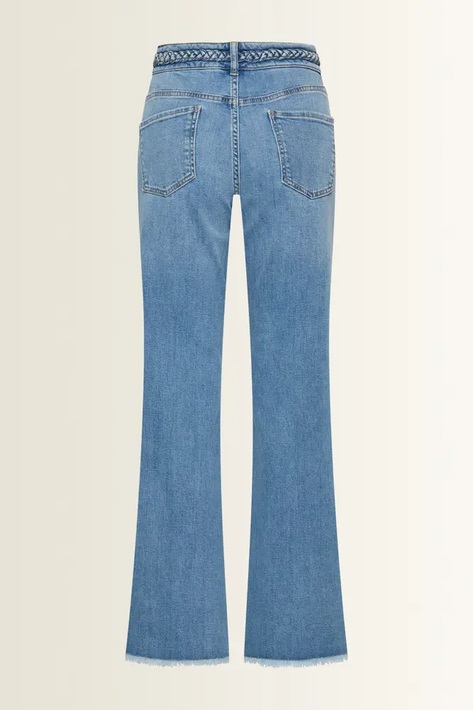 Flared jeans met gevlochten tailleaccent