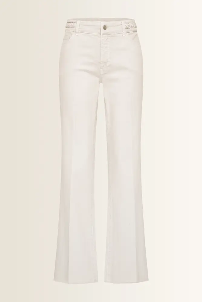Flared jeans met gevlochten tailleaccent