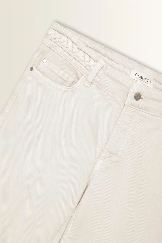Flared jeans met gevlochten tailleaccent