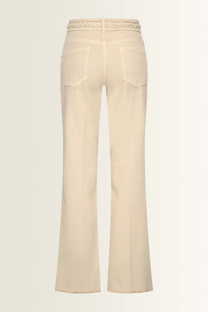 Flared jeans met gevlochten tailleaccent