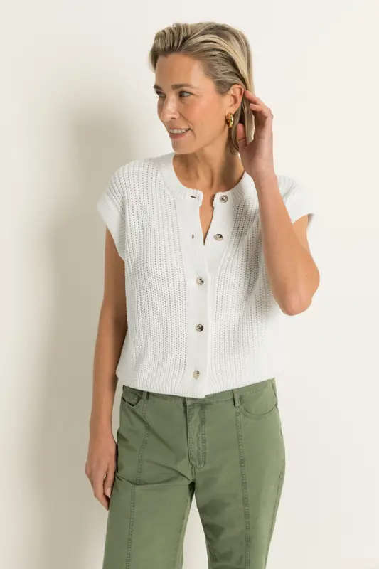 Mouwloos vest met goudkleurige knopen