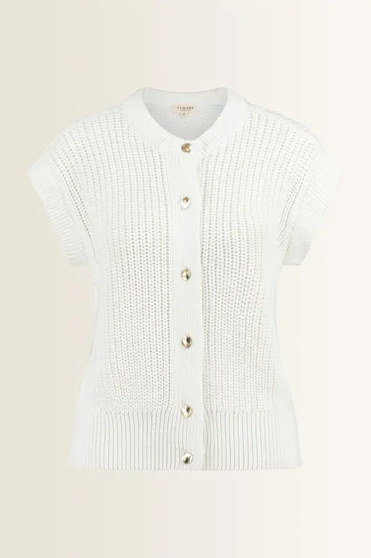 Mouwloos vest met goudkleurige knopen