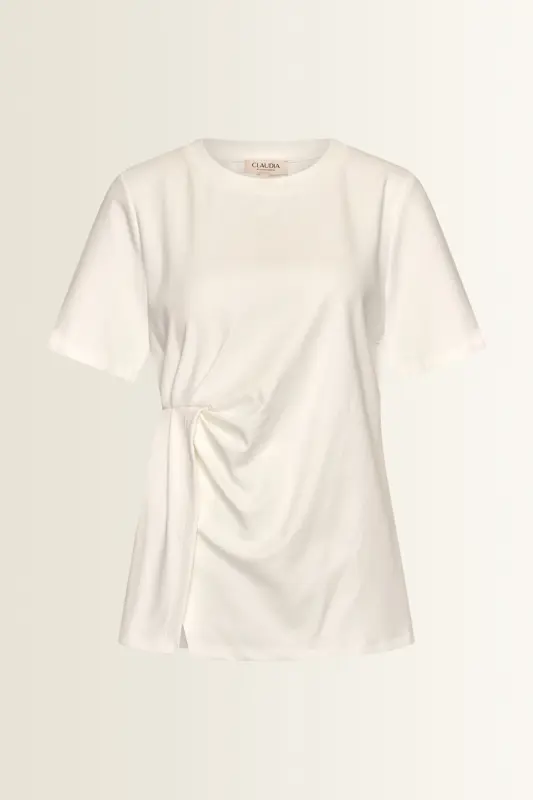 T-shirt met asymmetrisch plooidetail