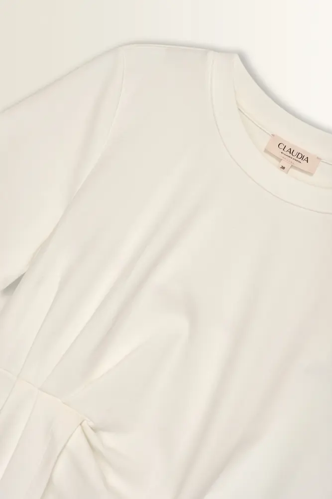T-shirt met asymmetrisch plooidetail