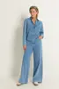 Denim blouse met V-hals