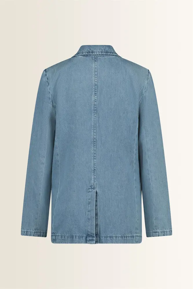 Denim blazer met reverskraag