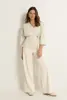 Wide leg broek in travelstof