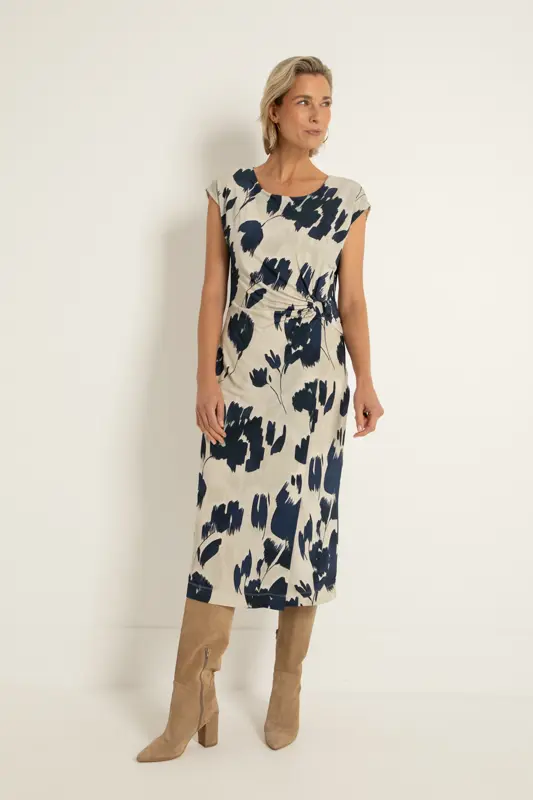 Jersey jurk met aquarel bloemenprint