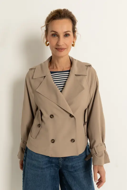 Korte trenchcoat met dubbele knopenrij Maura