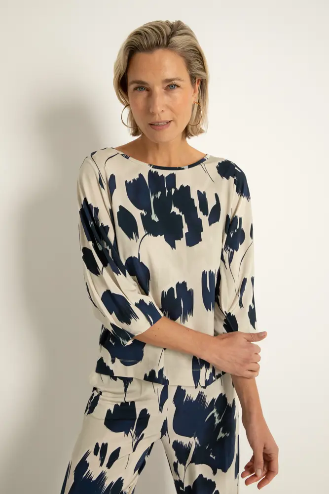 Jersey top met aquarel bloemenprint