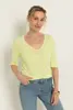 Linnenmix top met V-hals
