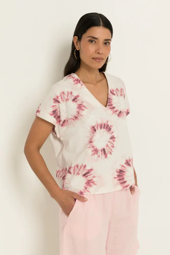 Travel top in tie-dye dessin