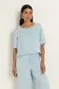 Denim top met pinstripes